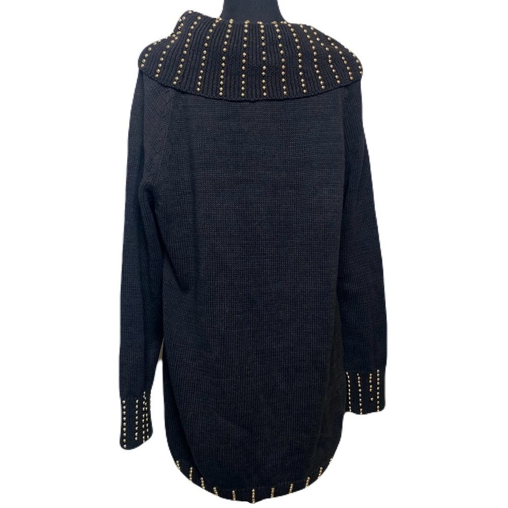 Vintage Victoria Harbour Black Embellished Sweater Tunic Gold Beaded Studded Med - Picture 3 of 6